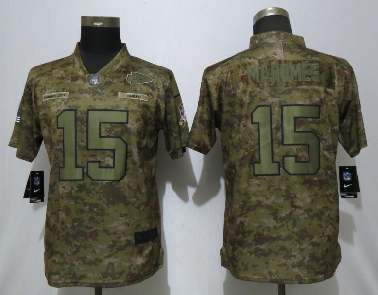 Women Kansas City Chiefs #15 Mahomes Nike Camo Salute to Service Limited NFL Jerseys->women nfl jersey->Women Jersey